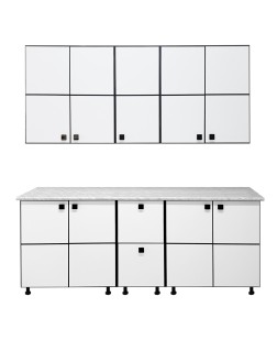 Bucatarie Calabria ( Cubb), pal alb / alb, decor negru,  varianta de 2,  m