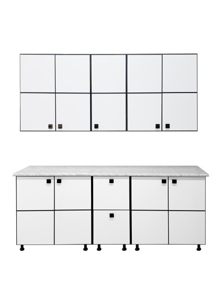 Bucatarie Calabria ( Cubb), pal alb / alb, decor negru,  varianta de 2,  m