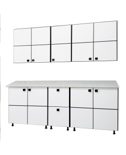 Bucatarie Calabria ( Cubb), pal alb / alb, decor negru,  varianta de 2,  m