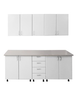 Bucatarie Padova, pal alb / usi MDF vopsit alb,  varianta de 2 m