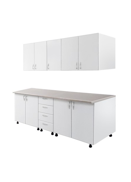 Bucatarie Padova, pal alb / usi MDF vopsit alb,  varianta de 2, 6 m