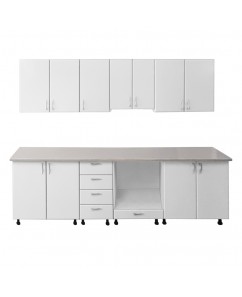 Bucatarie Padova, pal alb / usi MDF vopsit alb,  varianta de 2, 6 m