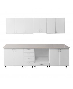 Bucatarie Padova, pal alb / usi MDF vopsit alb,  varianta de 2, 6 m