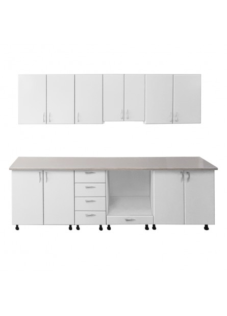 Bucatarie Padova, pal alb / usi MDF vopsit alb,  varianta de 2, 6 m