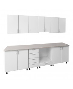 Bucatarie Padova, pal alb / usi MDF vopsit alb,  varianta de 2, 6 m