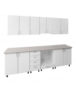 Bucatarie Padova, pal alb / usi MDF vopsit alb,  varianta de 2, 6 m