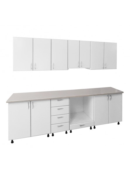 Bucatarie Padova, pal alb / usi MDF vopsit alb,  varianta de 2, 6 m