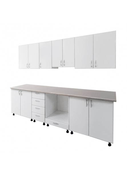 Bucatarie Padova, pal alb / usi MDF vopsit alb,  varianta de 2, 6 m
