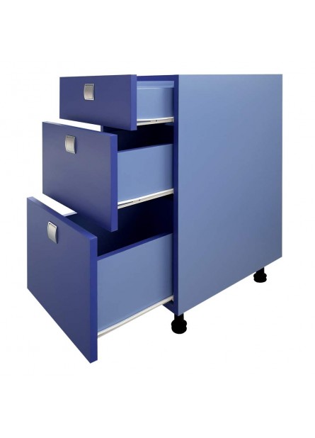 Bari- Corp inferior cu 3 sertare,  Albastru deschis/Albastru inchis, 40 x 52 x 82 cm