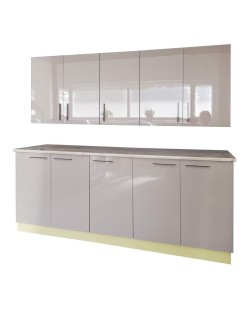 Bucatarie Napoli, pal Vanilie / usi MDF Capucino,   varianta 2,0 m