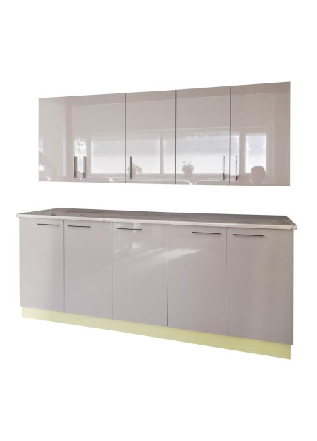 Bucatarie Napoli, pal Vanilie / usi MDF Capucino,   varianta 2,0 m