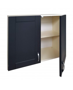 Pescara, Corp superior 80cm , Vanilie/usi MDF Negru, 80x32x72cm