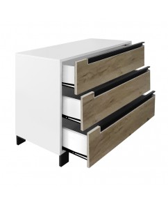 Comoda Santa Fe II,  3 sertare, pal  Alb fronturi stejar kraft  , 930 x 480 x 730mm