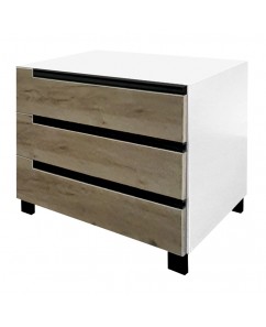 Comoda Santa Fe II,  3 sertare, pal  Alb fronturi stejar kraft  , 930 x 480 x 730mm