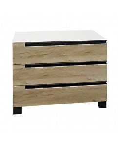 Comoda Santa Fe II,  3 sertare, pal  Alb fronturi stejar kraft  , 930 x 480 x 730mm