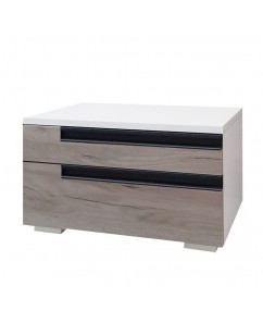 Set 2  noptiere Santa Fe 3 sertare, pal stejar kraft/ Alb , 520 x 400 x  330mm