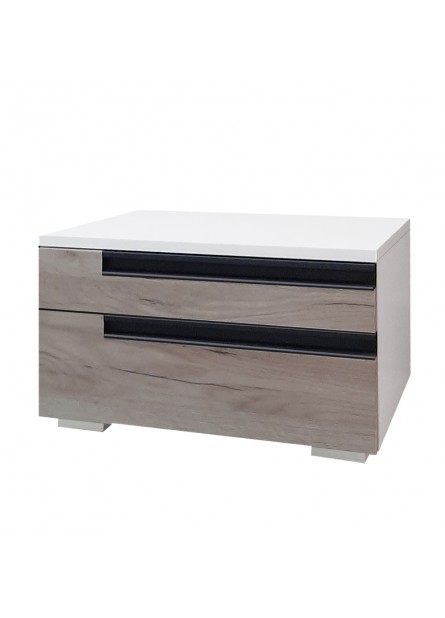 Set 2  noptiere Santa Fe 3 sertare, pal stejar kraft/ Alb , 520 x 400 x  330mm