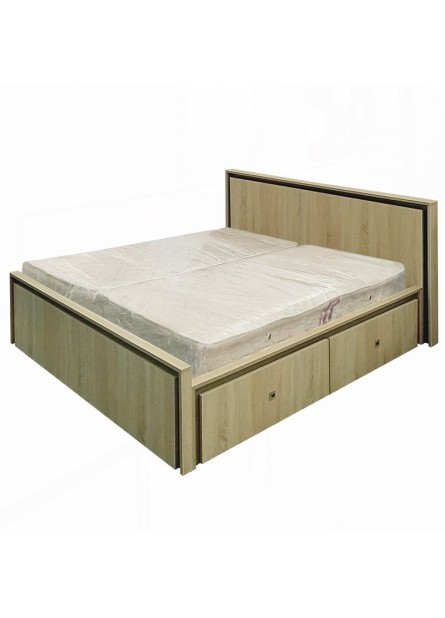 Pat cu 4 sertare Barcelona, 1400 x 2000, pal Sonoma / capucino Pat cu 4 sertare Barcelona, 1400 x 2000, pal Sonoma / capucino