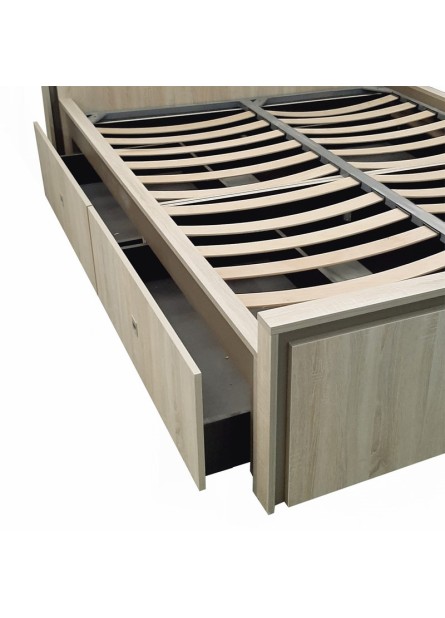 Pat matrimonial  1800 Barcelona, cu 4 sertare, Sonoma /Bronz , 2165x2045x1005mm