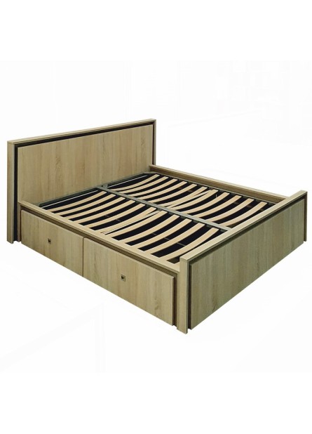 Pat matrimonial  1800 Barcelona, cu 4 sertare, Sonoma /Bronz , 2165x2045x1005mm