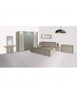 Dormitor Barcelona, Sonoma/Capucino, pat cu sertare ,  1600 x 2000 mm