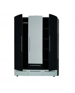 Dulap San Sebastian,  3 usi si 4 sertare, pal Wenge/alb , 1500x 570x2100mm
