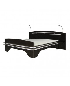 Pat dublu San Sebastian cu 2 lampi-brat flexibil , Wenge / Crem, 1600 x 2000mm Pat dublu San Sebastian cu 2 lampi-brat flexibil , Wenge / Crem, 1600 x 2000mm