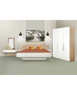 Dormitor Madrid, pal alb / sonoma , pat 1600 x 2000( var 2 ) cu toaleta