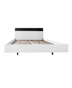 Pat dublu Malaga-LUX, pal alb cu decor MDF negru acril, 2004x1640x900mm