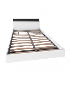 Pat dublu Malaga-LUX, pal alb cu decor MDF negru acril, 2004x1640x900mm