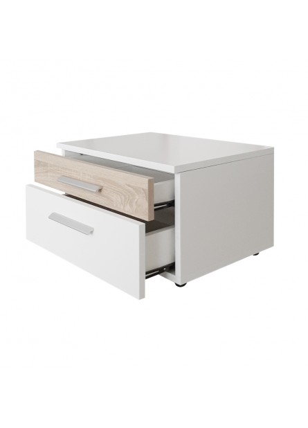 Noptiera  Malaga , set 2 buc, alb/ sonoma  , 550 x 400 x 330mm