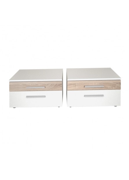 Noptiera  Malaga , set 2 buc, alb/ sonoma  , 550 x 400 x 330mm