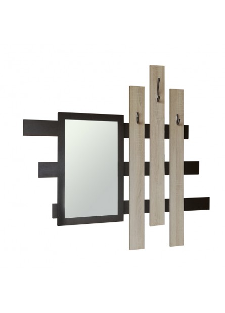 Cuier cu oglinda Thun, prindere pe perete, pal  Wenge/ Sonoma, 122 x 106cm