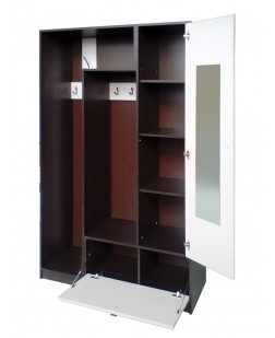 Cuier Zurich cu oglinda, pal Beige / Wenge, 1335 x 350 x 2000mm