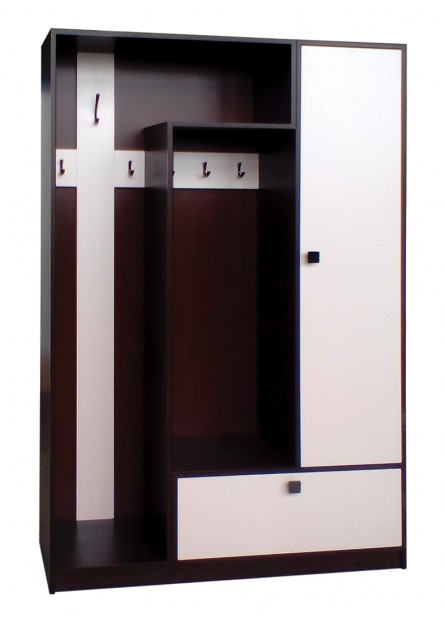 Cuier Zurich cu oglinda, pal Beige / Wenge, 1335 x 350 x 2000mm