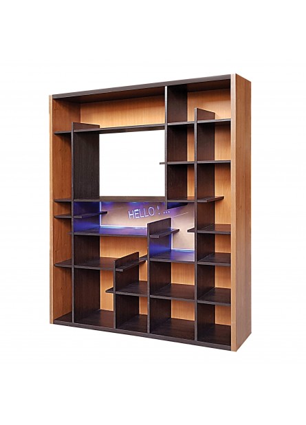 Biblioteca Cuenca, cu mesaj lumina led , Nuc deschis /  Wenge, 1700 x 310x2110mm