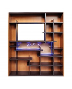 Biblioteca Cuenca, cu mesaj lumina led , Nuc deschis /  Wenge, 1700 x 310x2110mm