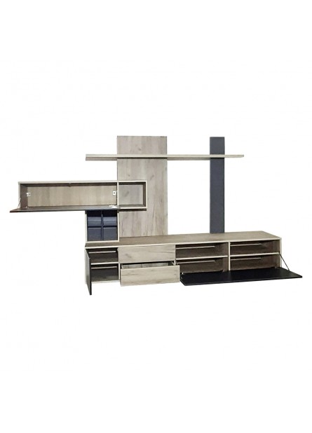 Living SYR  , pal stejar craft  /gri antracit , 3150 x 450 x 1920 mm