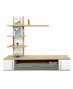 Living Bilbao , pal stejar sonoma /gri / alb , 2520 x 450 x 2120 mm