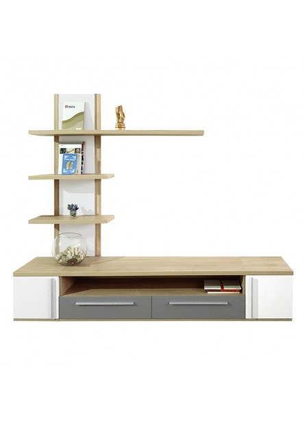 Living Bilbao , pal stejar sonoma /gri / alb , 2520 x 450 x 2120 mm