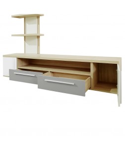 Living Bilbao , pal stejar sonoma /gri / alb , 2520 x 450 x 2120 mm