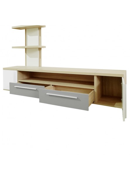 Living Bilbao , pal stejar sonoma /gri / alb , 2520 x 450 x 2120 mm