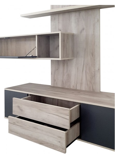 Living Campo  , pal stejar craft  /gri antracit , 2880 x 450 x 2120 mm