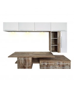 LIving Estella lux, pal Country brown/ usi MDF alb ,  300 x  49 x 200 cm