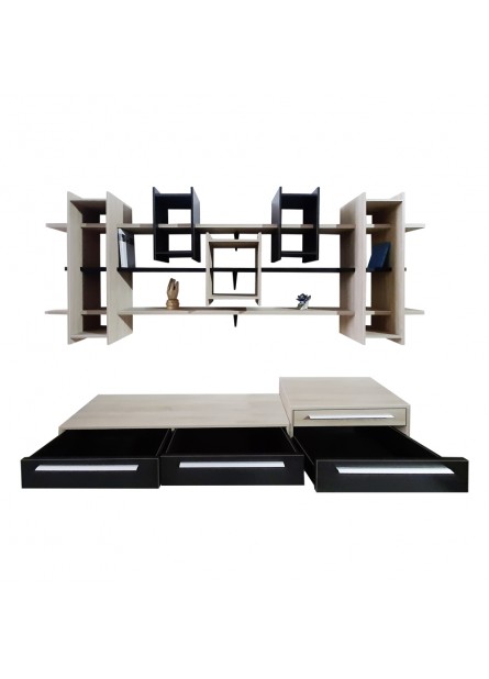 Living Puerta,  pal Wenge/ sonoma, 2780 x 450 x 2500mm