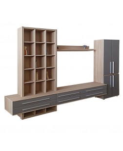 Living Zaragoza, pal stejar sonoma /gri , 2880 x 450 x 2120 mm