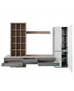 Living Zaragoza, pal stejar sonoma /gri /alb , 2880 x 450 x 2120 mm