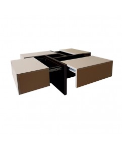 Masuta cafea Geneva  cu 4 sertare , Wenge/ Ice coffee, 850 x 850 x350 mm