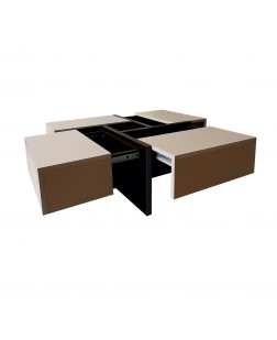 Masuta cafea Geneva  cu 4 sertare , Wenge/ Ice coffee, 850 x 850 x350 mm