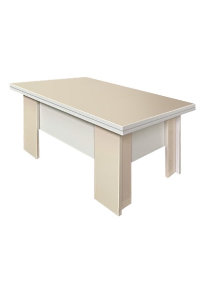 Masuta  Lerida II, pal Alb /MDF krem, 900 x 650 x 460 mm*( extinsa 1800 x 650 x  780 mm )